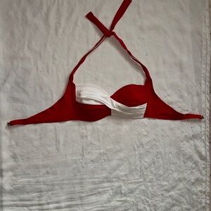 Red and White Halter Bikini Top